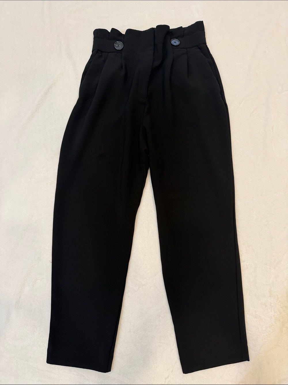 H&M Black High-Waist Paperbag Trousers